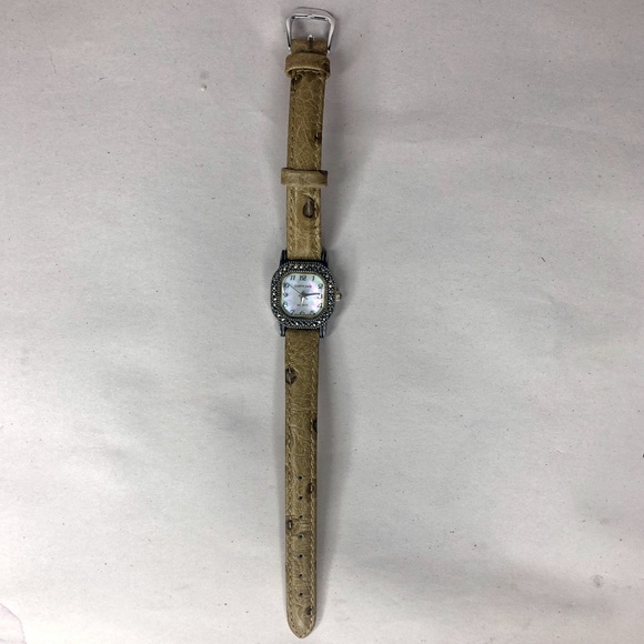 JUDITH JACK Swiss Movement MOP Face Marcasite Bezel Alligator Band Watch NWOT - Picture 10 of 17